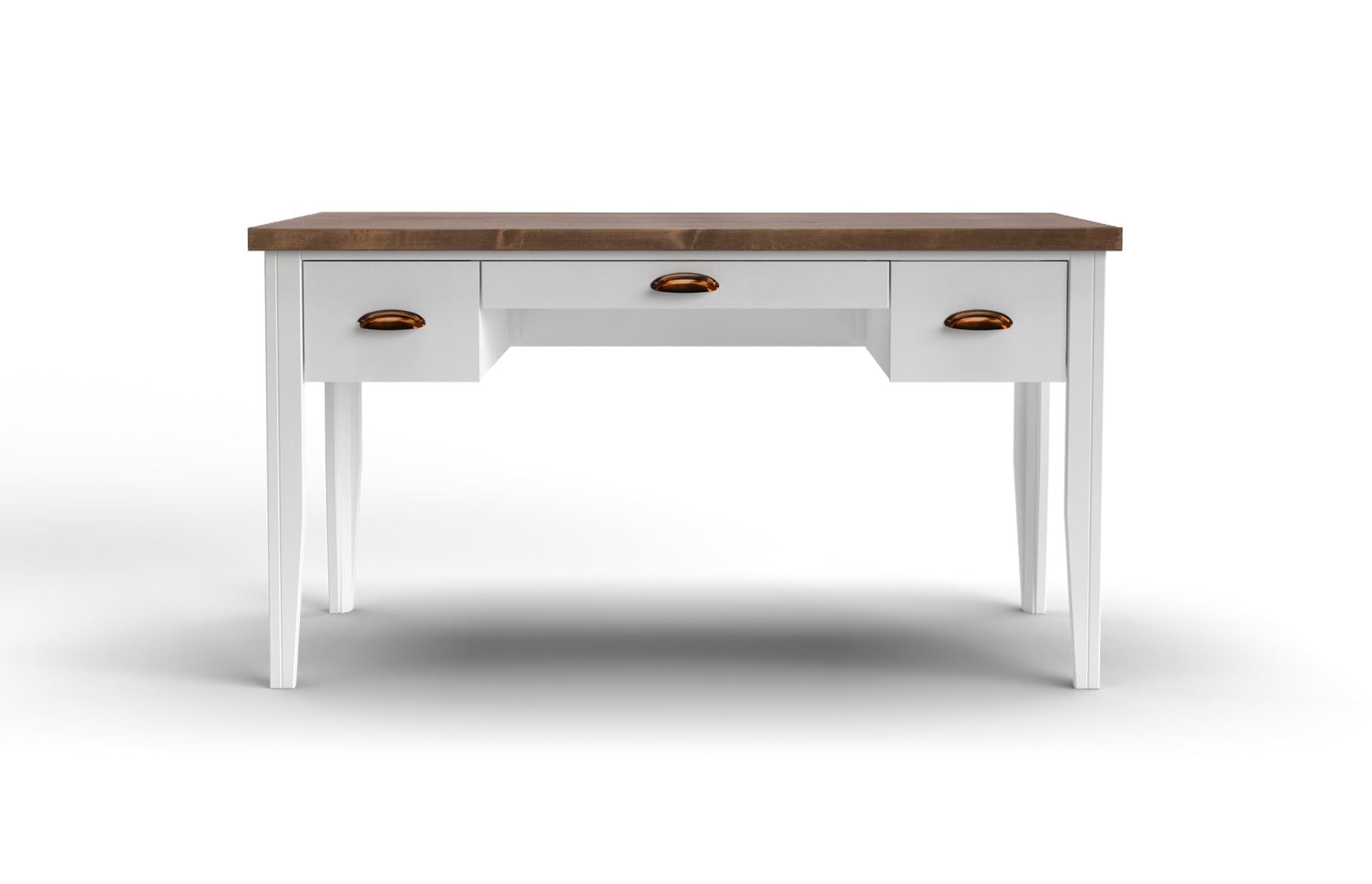 Hampton 53 Inch Writing Desk, No Assembly Required, Jasmine Whitewash And Barnwood Finish White White Keyboard Tray Writting Desk Office Coastal,Farmhouse Poplar Rectangular Drawers Desk Wood