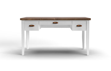 Hampton 53 Inch Writing Desk, No Assembly Required, Jasmine Whitewash And Barnwood Finish White White Keyboard Tray Writting Desk Office Coastal,Farmhouse Poplar Rectangular Drawers Desk Wood