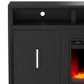 Sunset 83 Inch Electric Fireplace Tv Stand For Tvs Up To 95 Inches, Minimal Assembly, Black Finish 41 50 Electric No Black 400 Vent Free Primary Living Space Contemporary,Modern Poplar Yes Insert Wood Electric
