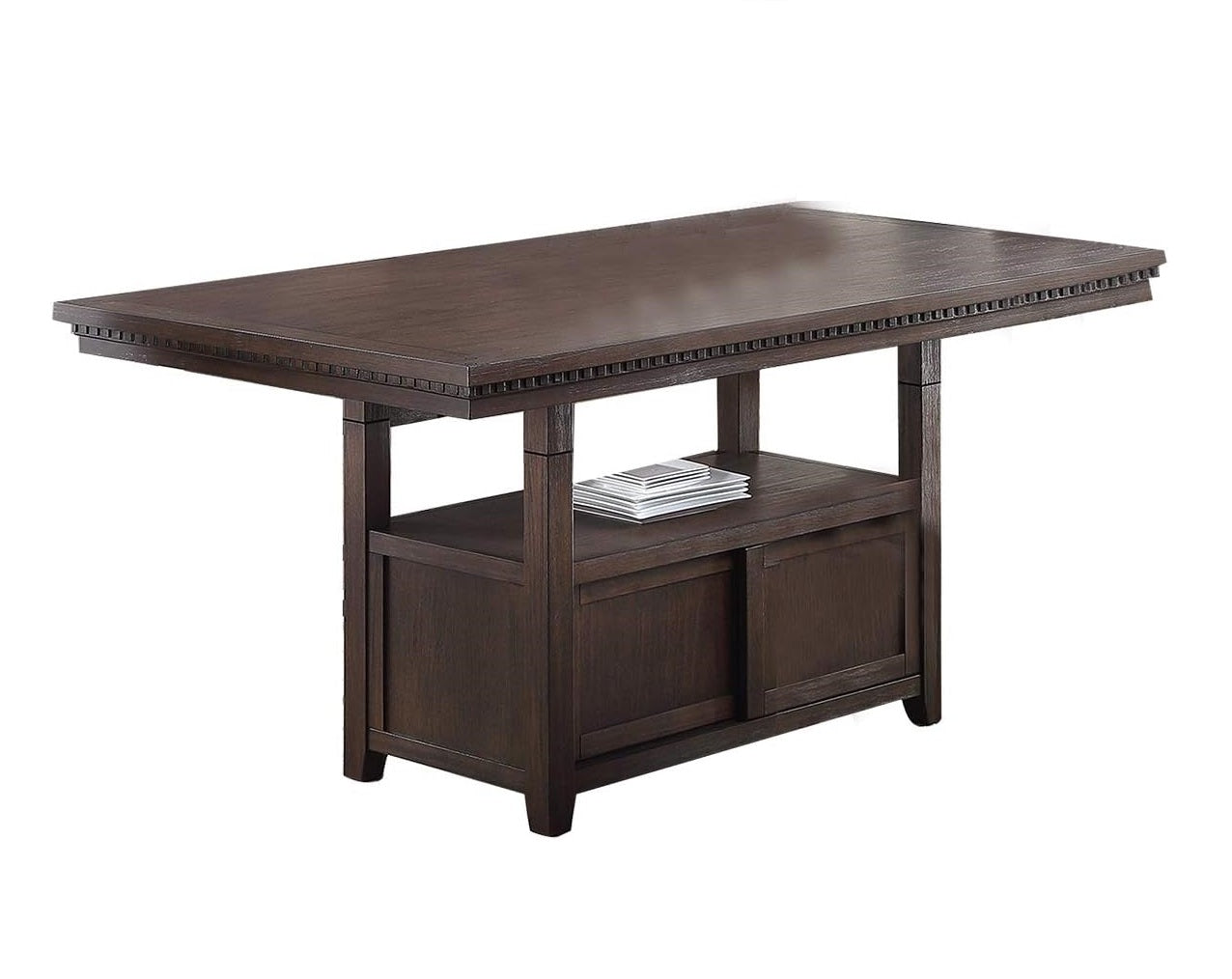 Dining Room Furniture Rustic Espresso Counter Height Table W Storage Base High Chairs 7Pc Counter Ht. Dining Set Rustic Espresso Faux Leather Upholstered Seats Espresso Wood Dining Room Solid Wood Pine Rectangular Dining Table With Chair Upholstered