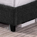 King Size Charcoal Grey Upholstered Platform Bed Box Spring Required King Grey Wood Bedroom Contemporary,Modern,Transitional Bed Frame Foam Polyester Polyester