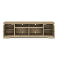 Topanga 83 Inch Tv Stand Console For Tvs Up To 95 Inches, No Assembly Required, Alabaster Finish Beige Primary Living Space 90 Inches Or Larger 90 Inches Or Larger Coastal,Rustic,Transitional Oak 85 Inches Wood