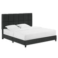 King Size Grey Squares Upholstered Platform Bed Box Spring Required King Grey Wood Bedroom Contemporary,Modern,Transitional Bed Frame Foam Polyester Polyester