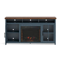 Nantucket 74 Inch Fireplace Tv Stand Console For Tvs Up To 85 Inches, Minimal Assembly, Blue Denim And Whiskey Finish Up To 40 Electric No Blue 400 Vent Free Primary Living Space Coastal,Farmhouse Poplar Yes Insert Wood Electric