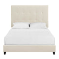 Queen Size Beige Tufted Upholstered Platform Bed Box Spring Required Queen Beige Wood Bedroom Contemporary,Modern,Transitional Bed Frame Foam Polyester Polyester
