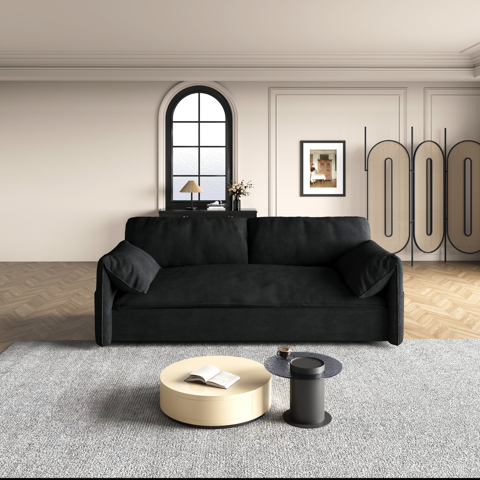 63.8" Queen Pull Out Sofa Bed, 3 In 1 Convertible Sleeper Sofa With Side Storage,Multi Functional Velvet Loveseat Bed For Living Room,Bedroom,Apartment,Office,Black Old Sku:W1885P151441 Black Velvet Velvet 2 Seat
