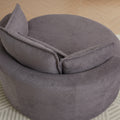52' Swivel Accent Barrel Modern Grey Sofa Lounge Club Big Round Chair With Storage Ottoman Chenille Fabric For Living Room Hotel With 4 Pillows Grey Foam Chenille