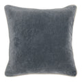 Square Fabric Throw Pillow With Solid Color And Piped Edges, Gray Gray Faux Leather