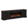Topanga 83 Inch Electric Fireplace Tv Console For Tvs Up To 95 Inches, Minimal Assembly, C Finish 41 50 Electric No Black 400 Vent Free Primary Living Space Coastal,Rustic,Transitional Oak Yes Insert Wood Electric
