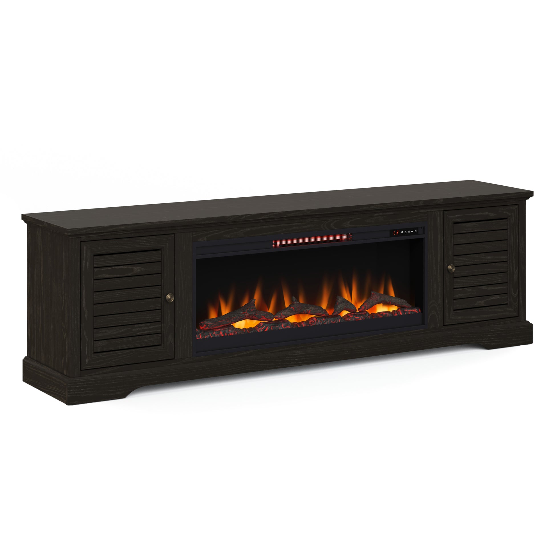 Topanga 83 Inch Electric Fireplace Tv Console For Tvs Up To 95 Inches, Minimal Assembly, C Finish 41 50 Electric No Black 400 Vent Free Primary Living Space Coastal,Rustic,Transitional Oak Yes Insert Wood Electric