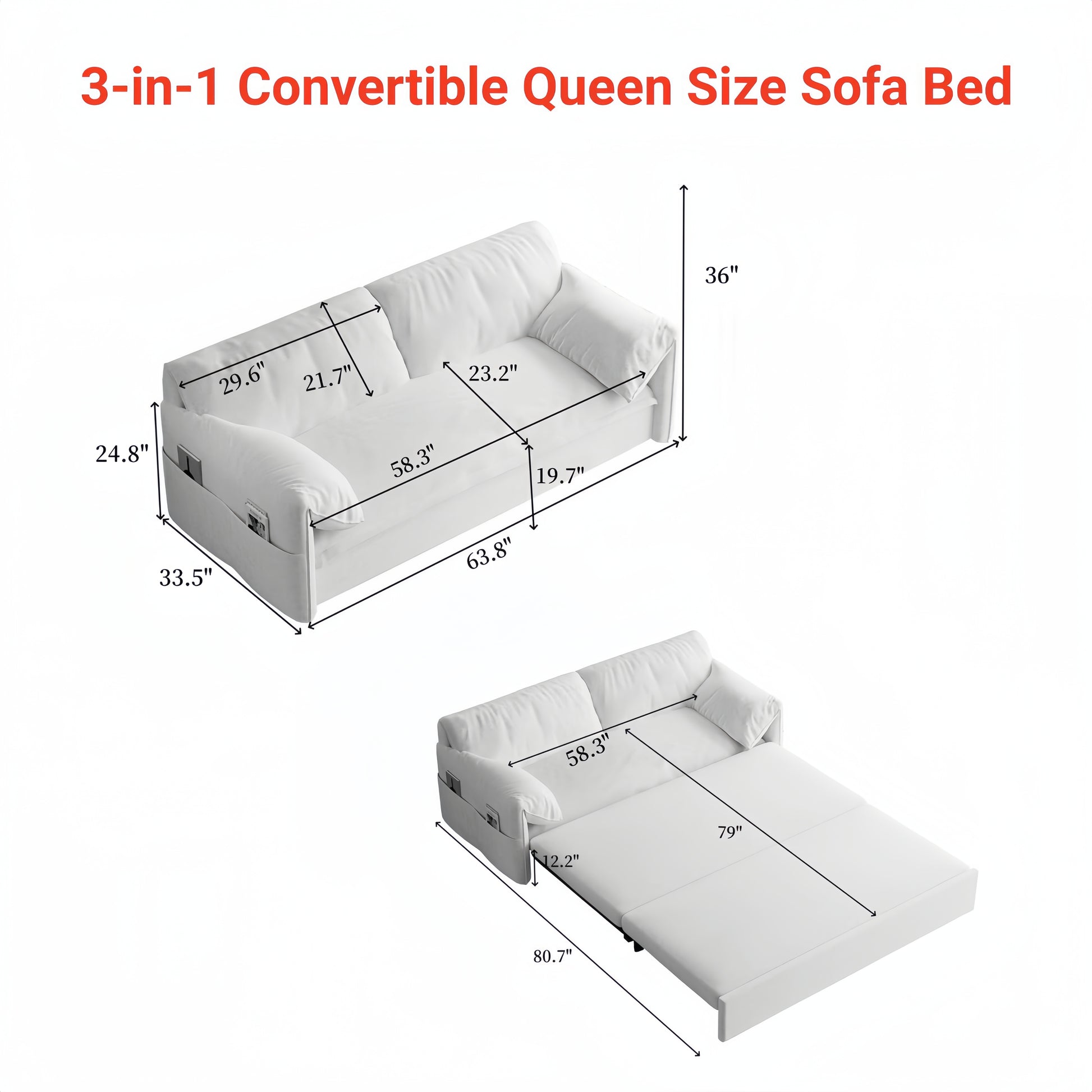 63.8" Queen Pull Out Sofa Bed, 3 In 1 Convertible Sleeper Sofa With Side Storage,Multi Functional Velvet Loveseat Bed For Living Room,Bedroom,Apartment,Office,Pink Pink Velvet Velvet 2 Seat