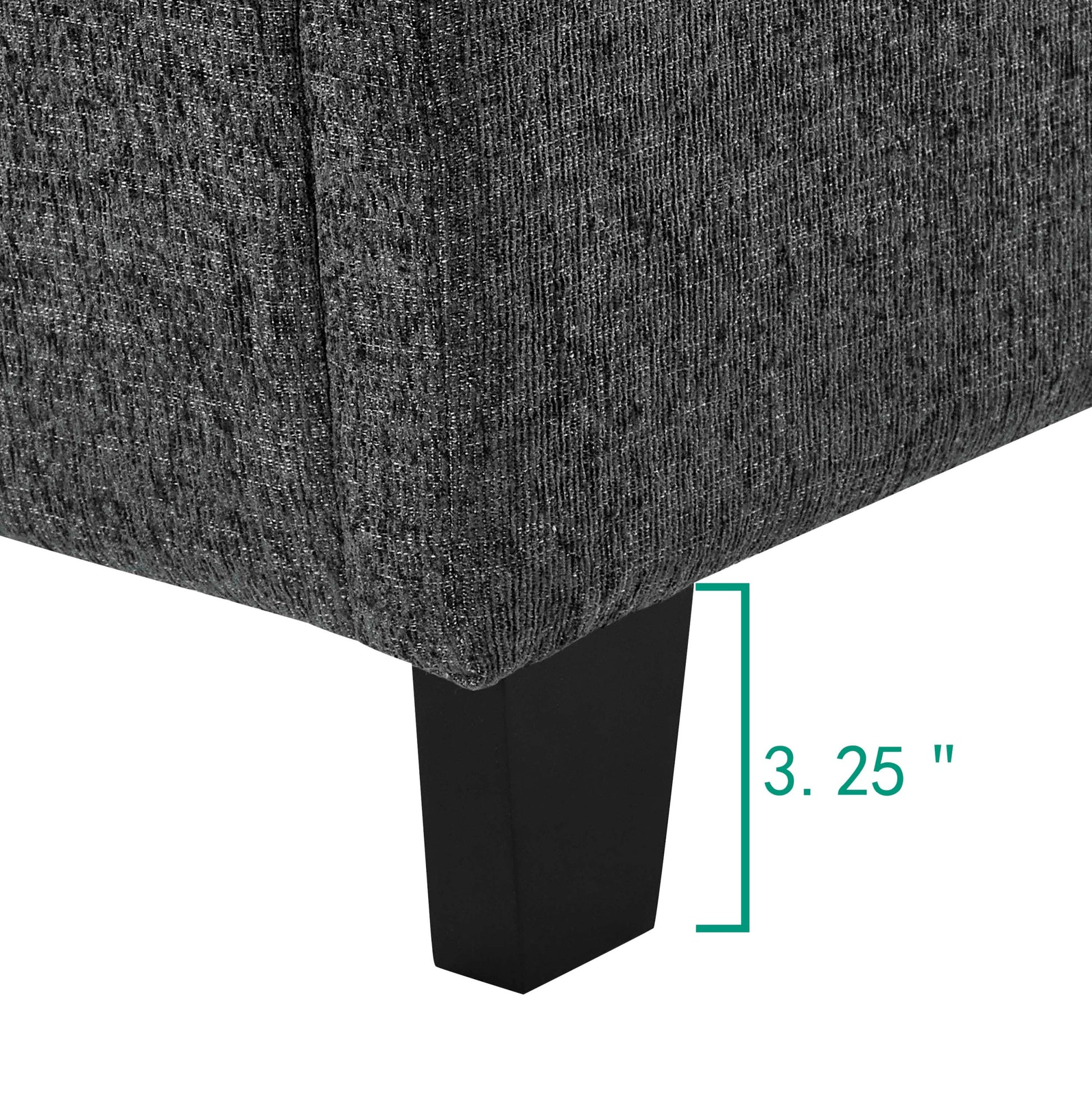 King Size Charcoal Grey Upholstered Platform Bed Box Spring Required King Grey Wood Bedroom Contemporary,Modern,Transitional Bed Frame Foam Polyester Polyester