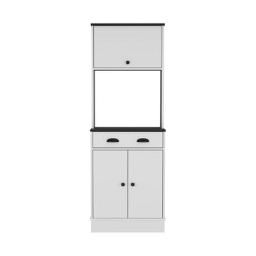 Pantry Cabinet Microwave Stand Warden, Kitchen, White Black White Black Particle Board Engineered Wood