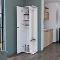 Broom Storage Closet Edmond, Kitchen, White White Particle Board Engineered Wood