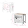 Kitchen Island Geneva, White Macadamia Multicolor Particle Board Engineered Wood