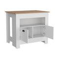 Kitchen Island Geneva, White Macadamia Multicolor Particle Board Engineered Wood