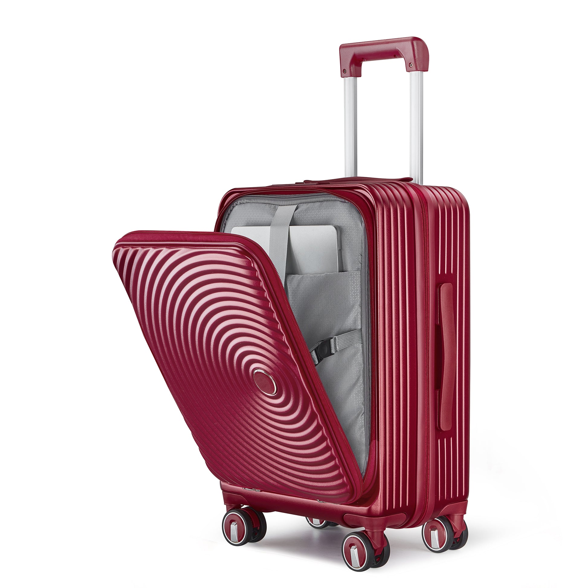 Luggage Sets 3 Piece 20 24 28 , Expandable Carry On Luggage With Tsa Lock Airline Approved, 100% Pc Hard Shell And Lightweight Suitcase With Front Pocket And Spinner Wheels Wine Red Pc