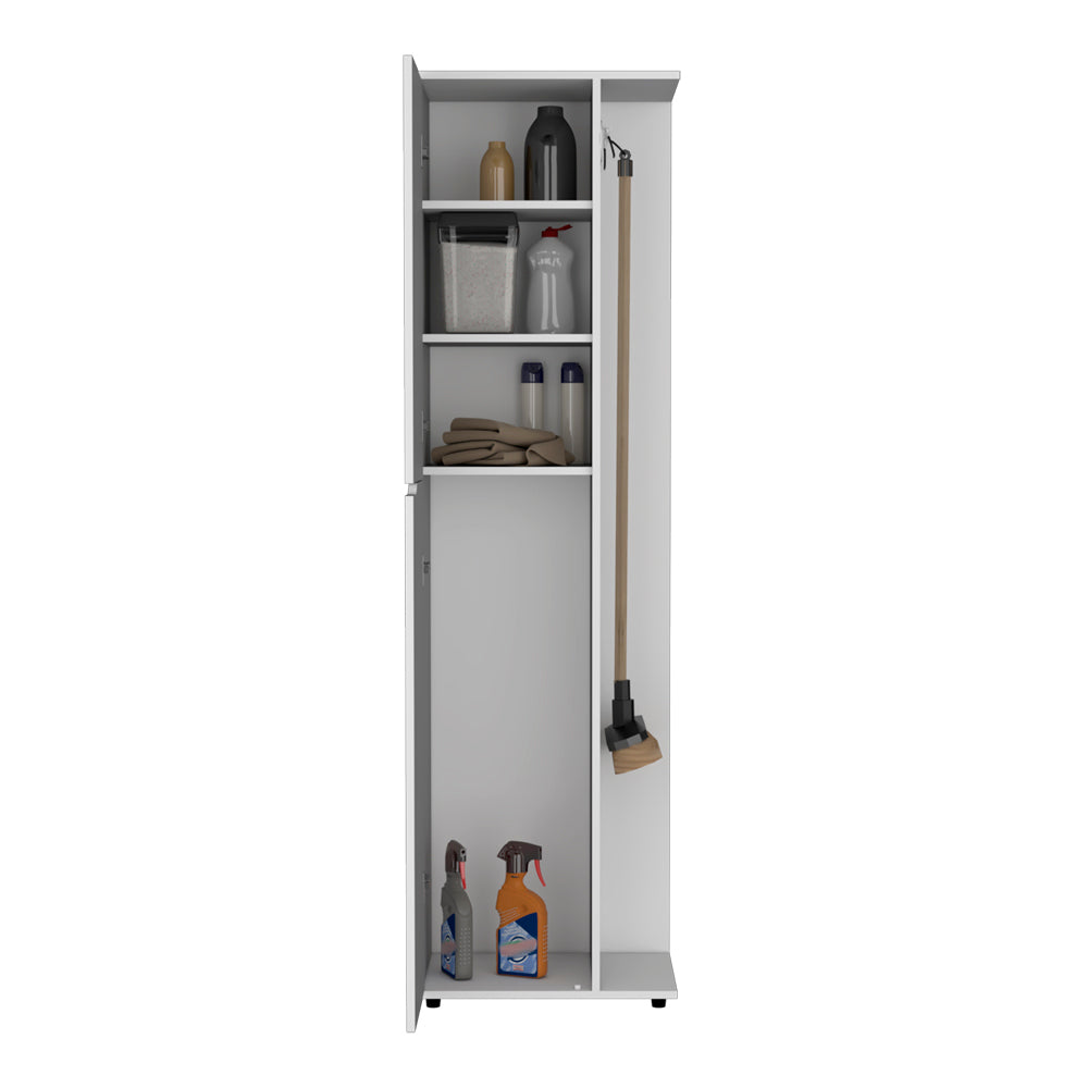 Broom Storage Closet Edmond, Kitchen, White White Particle Board Engineered Wood