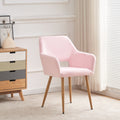 Pink Faux Fur Vanity Chair, Cute Vanity Chair For Girls Women Modern Upholstered Faux Fur Armchair With Metal Legs For Makeup Bedroom Living Room Pink Beige Brown Fabric