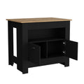 Kitchen Island Geneva, Black Macadamia Multicolor Particle Board Engineered Wood