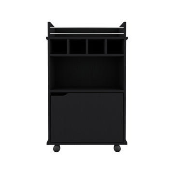 Bar Cart Kinsley, Living Room, Black Black Particle Board Engineered Wood