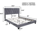 Gray Queen Size Adjustable Upholstered Bed Stain Resistant And Durable, Modern Style Box Spring Not Required Queen Gray Wood Espresso Bedroom Contemporary,Minimalist,Modern,Shabby Chic Rubberwood Adjustable Bedbase Fiber Foam And Polyester Fiber Pad
