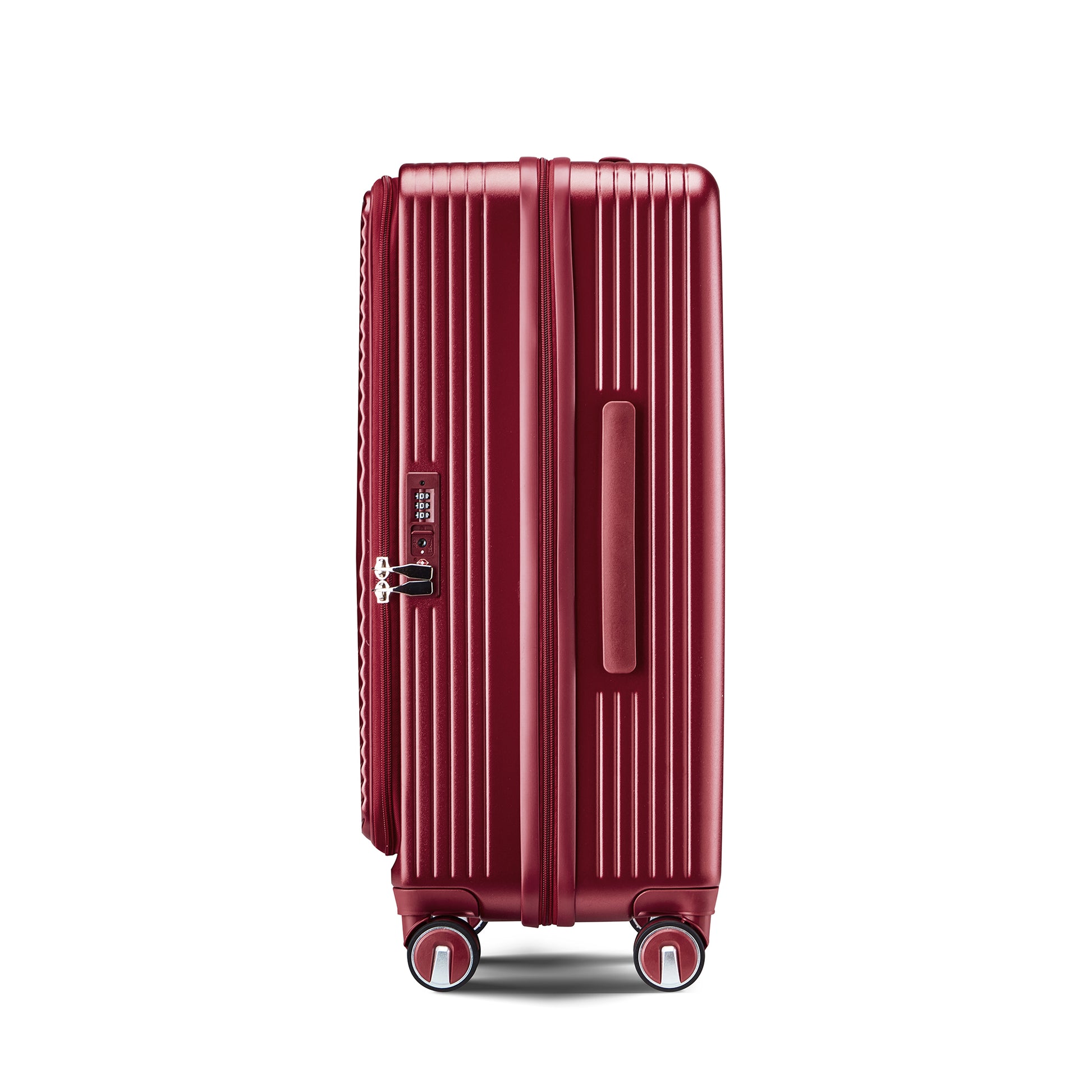 Luggage Sets 3 Piece 20 24 28 , Expandable Carry On Luggage With Tsa Lock Airline Approved, 100% Pc Hard Shell And Lightweight Suitcase With Front Pocket And Spinner Wheels Wine Red Pc