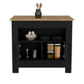 Kitchen Island Geneva, Black Macadamia Multicolor Particle Board Engineered Wood