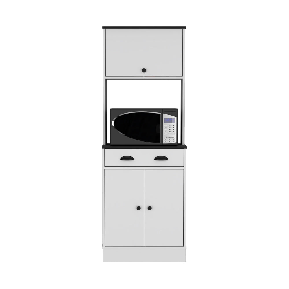 Pantry Cabinet Microwave Stand Warden, Kitchen, White Black White Black Particle Board Engineered Wood