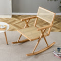 Solid Wood Imitation Rattan Rocking Chair Allows You To Relax Quietly Indoors And Outdoors, Enhancing Your Sense Of Relaxation, Suitable For Balconies, Gardens, And Camping Sites Natural Wood Solid