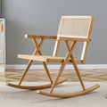 Solid Wood Imitation Rattan Rocking Chair Allows You To Relax Quietly Indoors And Outdoors, Enhancing Your Sense Of Relaxation, Suitable For Balconies, Gardens, And Camping Sites Natural Wood Solid