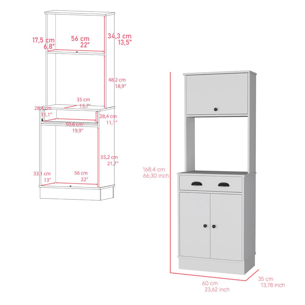 Pantry Cabinet Microwave Stand Warden, Kitchen, White White Particle Board Engineered Wood