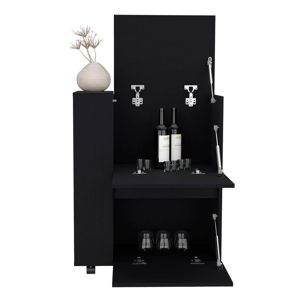 Bar Cart Belleville, Living Room, Black Black Particle Board Engineered Wood