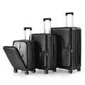 Luggage Sets 3 Piece 20 24 28 , Expandable Carry On Luggage With Tsa Lock Airline Approved, 100% Pc Hard Shell And Lightweight Suitcase With Front Pocket And Spinner Wheels Black Pc