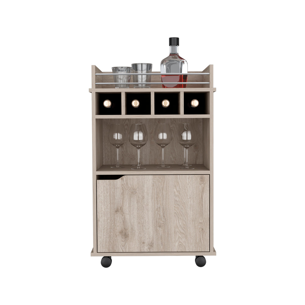 Bar Cart Kinsley, Living Room, Light Pine Beige Particle Board Engineered Wood