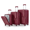 Luggage Sets 3 Piece 20 24 28 , Expandable Carry On Luggage With Tsa Lock Airline Approved, 100% Pc Hard Shell And Lightweight Suitcase With Front Pocket And Spinner Wheels Wine Red Pc