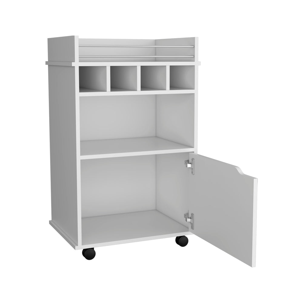 Bar Cart Kinsley, Living Room, White White Particle Board Engineered Wood