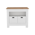 Kitchen Island Geneva, White Macadamia Multicolor Particle Board Engineered Wood