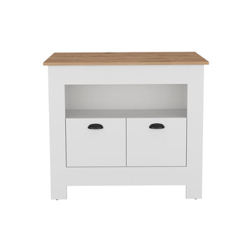 Kitchen Island Geneva, White Macadamia Multicolor Particle Board Engineered Wood