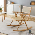 Solid Wood Imitation Rattan Rocking Chair Allows You To Relax Quietly Indoors And Outdoors, Enhancing Your Sense Of Relaxation, Suitable For Balconies, Gardens, And Camping Sites Natural Wood Solid