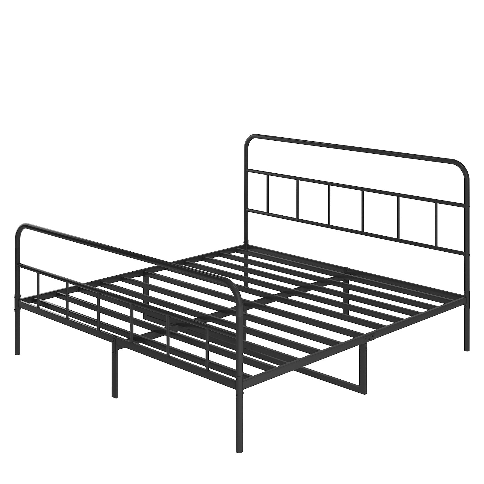 Metal Platform Bed Frame With Headboard, Sturdy Metal Frame, No Box Spring Needed King King Black Iron