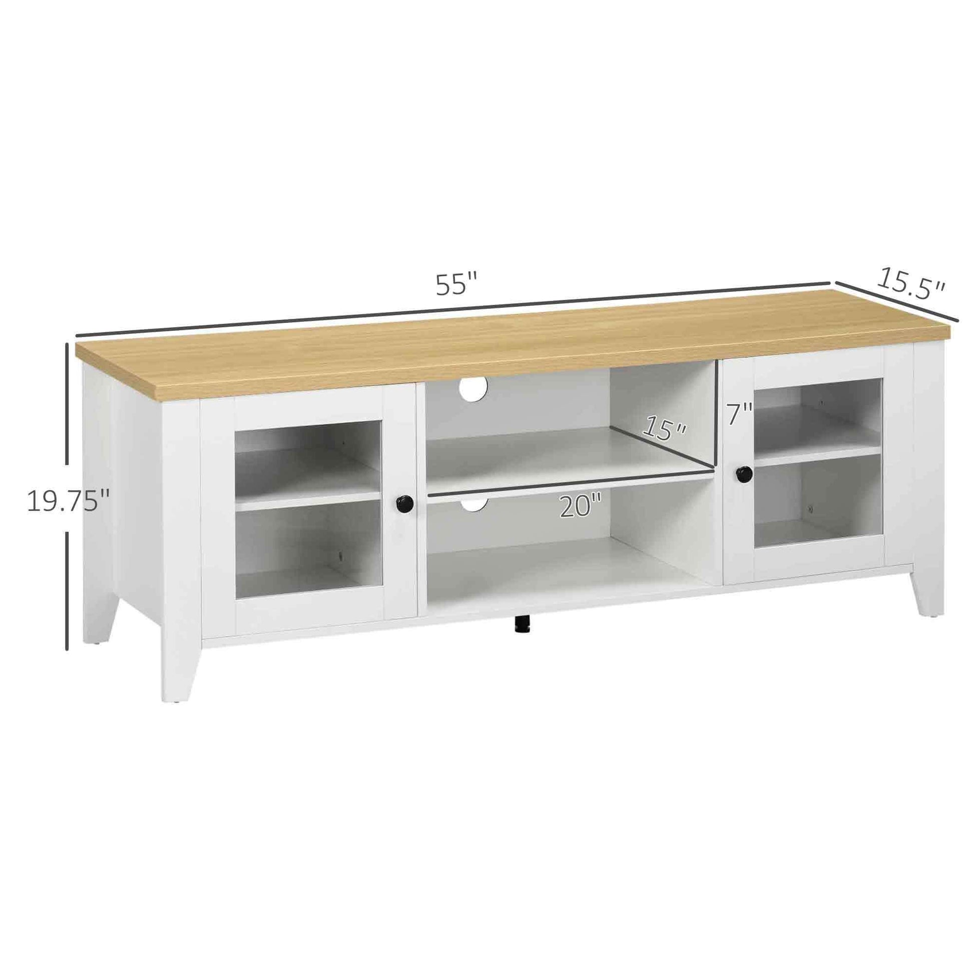 Homcom Modern Tv Stand, Entertainment Center With Shelves And Cabinets For Flatscreen Tvs Up To 60" For Bedroom, Living Room, White White Mdf