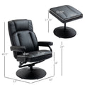 Homcom Swivel Recliner, Manual Pu Leather Armchair With Ottoman Footrest For Living Room, Office, Bedroom, Black Black Linen