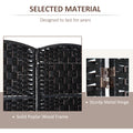 Homcom 6' Tall Wicker Weave 4 Panel Room Divider Privacy Screen Black Black Wood