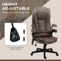 Homcom 6 Point Vibrating Massage Office Chair With Heat, Microfiber High Back Executive Office Chair With Reclining Backrest, Padded Armrests And Remote, Coffee Brown Polyester