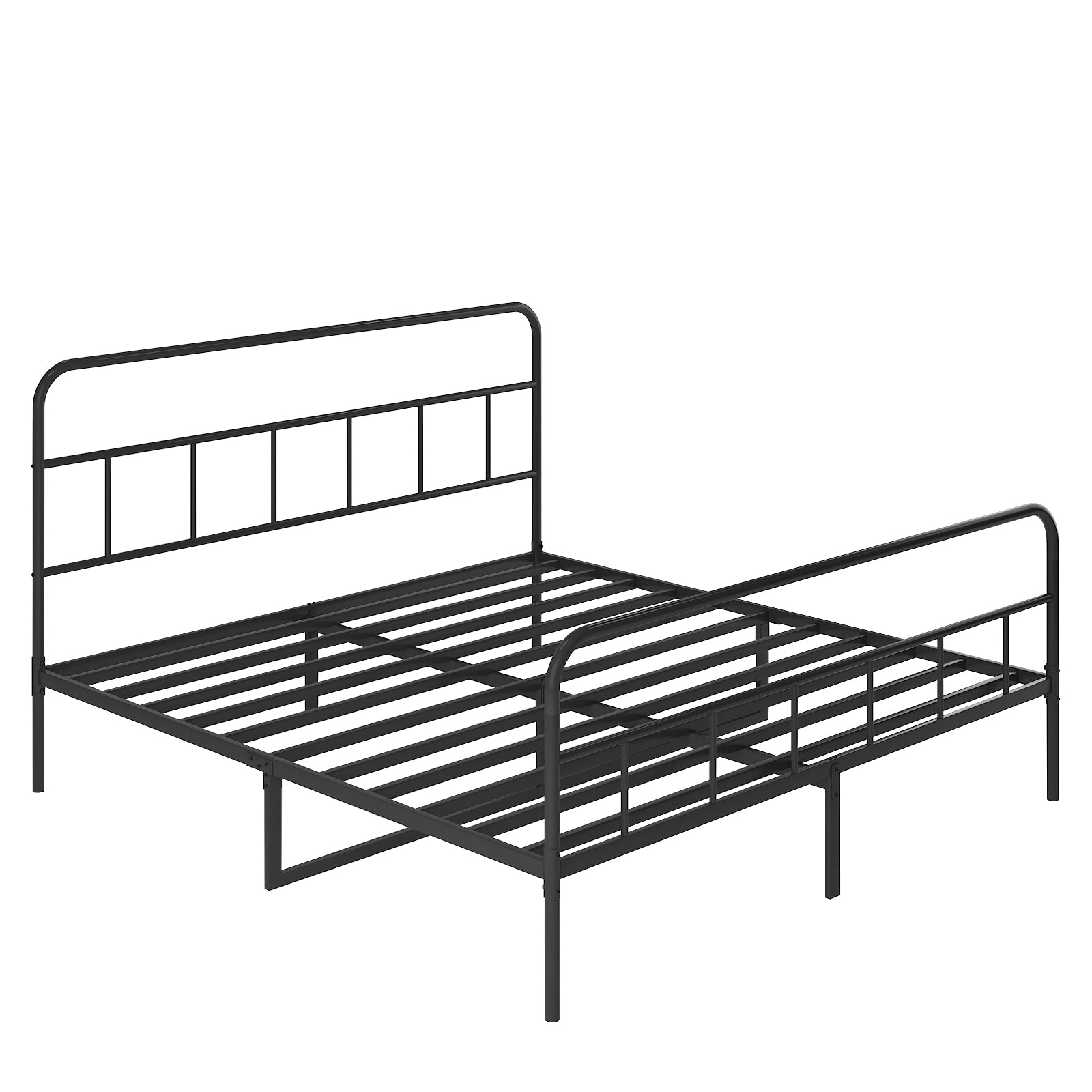 Metal Platform Bed Frame With Headboard, Sturdy Metal Frame, No Box Spring Needed King King Black Iron