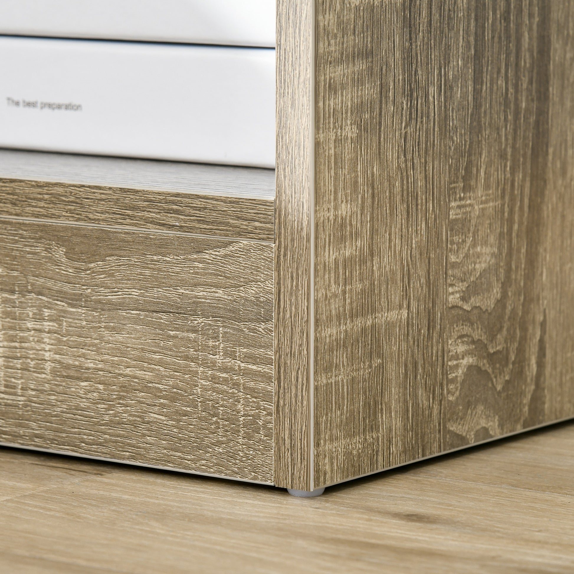 Homcom Side Table, Small End Table With Storage Shelf And Drawer, Modern Bedside Table For Bedroom Or Living Room, Gray Wood Grain Gray Particle Board
