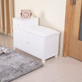 Wooden Shoe Storage Stool With Drawers White White Mdf