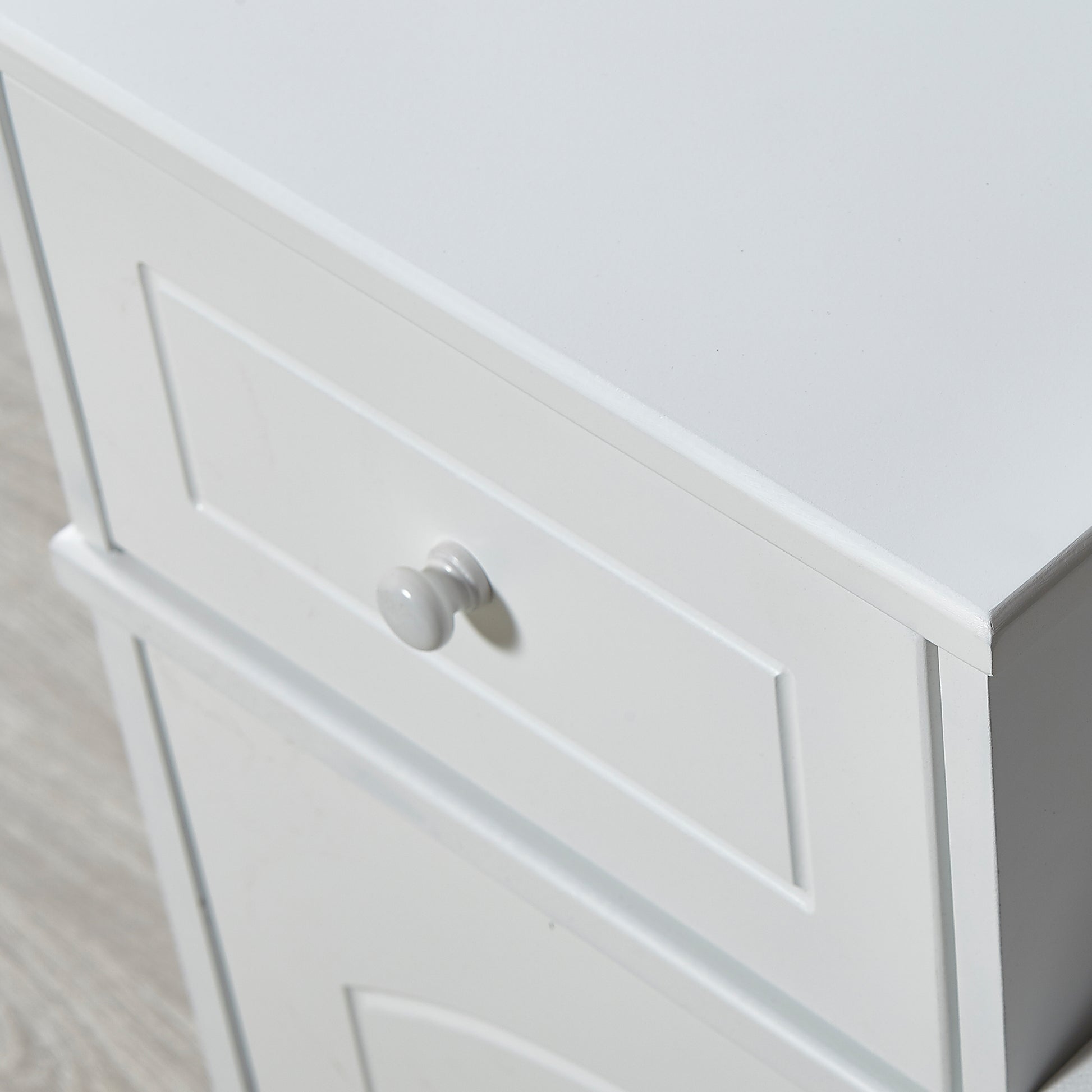 Wooden Shoe Storage Stool With Drawers White White Mdf