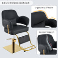 Elegant Barber Chair,Salon Chair For Hair Stylis,With Heavy Duty Hydraulic Pump Adjustable Barber Chair For Beauty Salon Spa Equipment,Black Golden Black Modern Metal